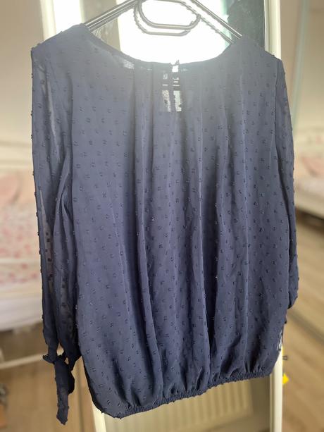 Tmavomodra bluzka top s dlhym rukavom amisu, amisu,m