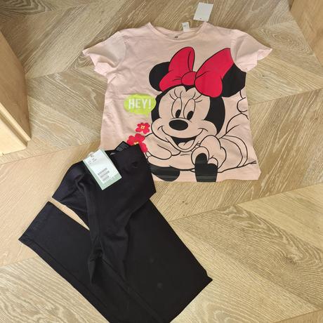Tričko  minnie mouse a leginy, h&m,140