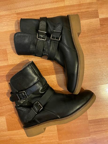 Celokožené clenkové čižmy zateplené s kožušinkou, 40