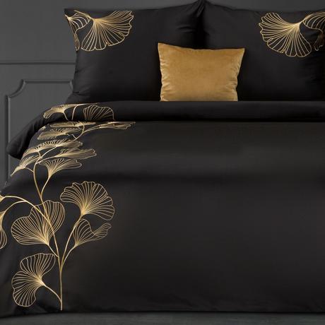 Saténové obliečky 200x220 haft 02 čierna,