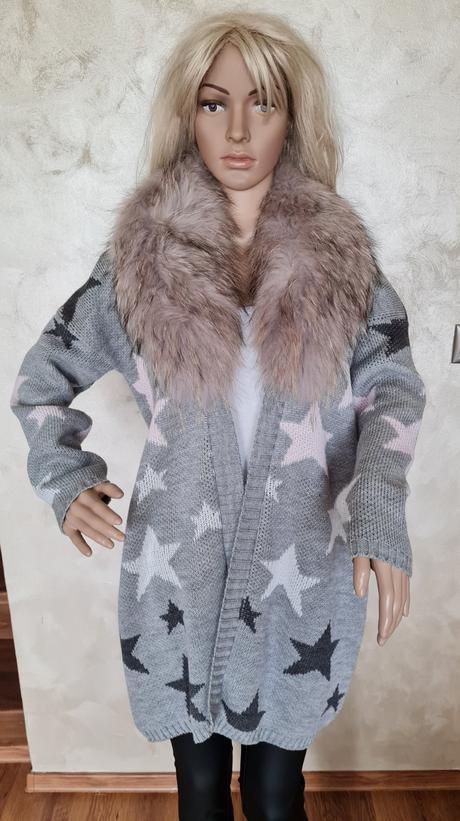 Kardigan s pravou kozusinou, twinset,m / s