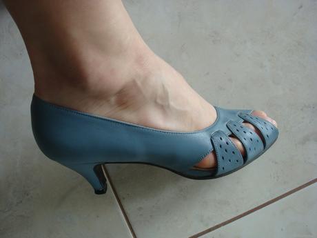 Lodičky kožené, modré vintage, 37