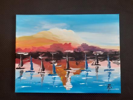 Obraz plachetnice - akryl na plátne, originál, 