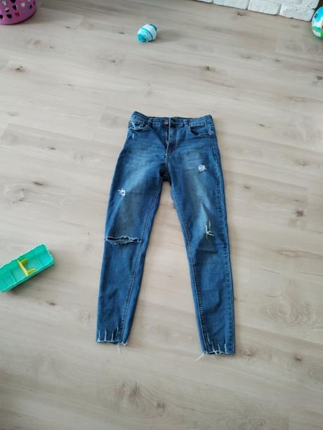 Elastické trhané rifle m,  s vysokym pasom, m