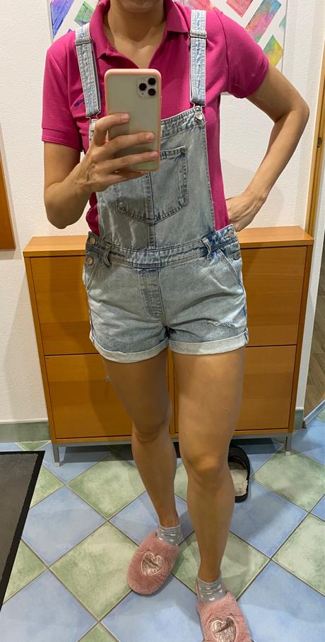 Dámske riflové kraťase na traky, bershka,m