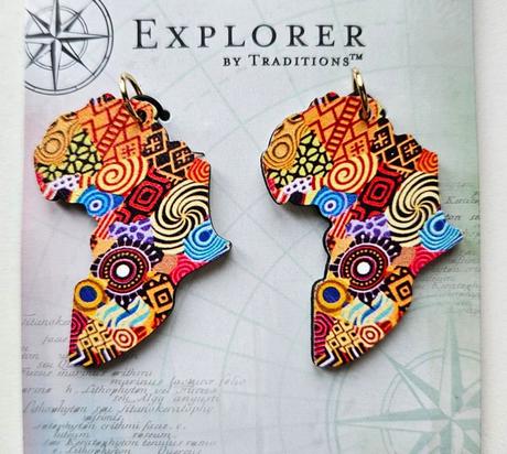 Drevene nausnice 'mapa afriky', 1 par,