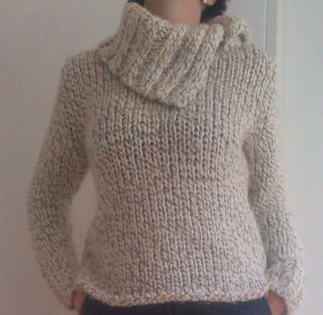 Vlnený sveter s veľkým golierom, l