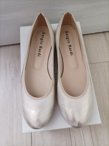 Kožené balerínky sergio bardi metalické 40, 40