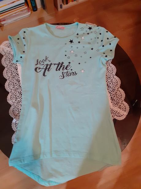 Zelene dievcenske tricko s hviezdickami, 134