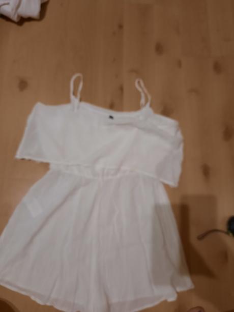 Letny biely overal na ramienka, h&m,36