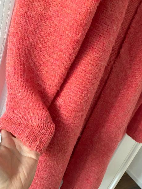 Dlhý marhuľový kardigan s prímesou vlny, m