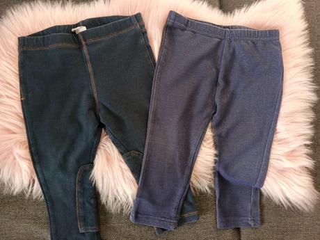 2 ks tenké riflové leginky + 1 ks gratis, h&m,80