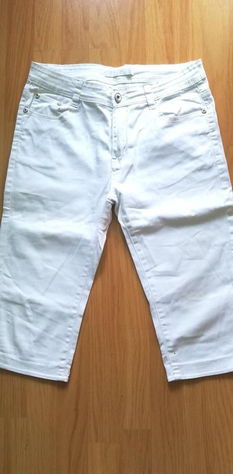 Elasticke biele 3/4 nohavice, m