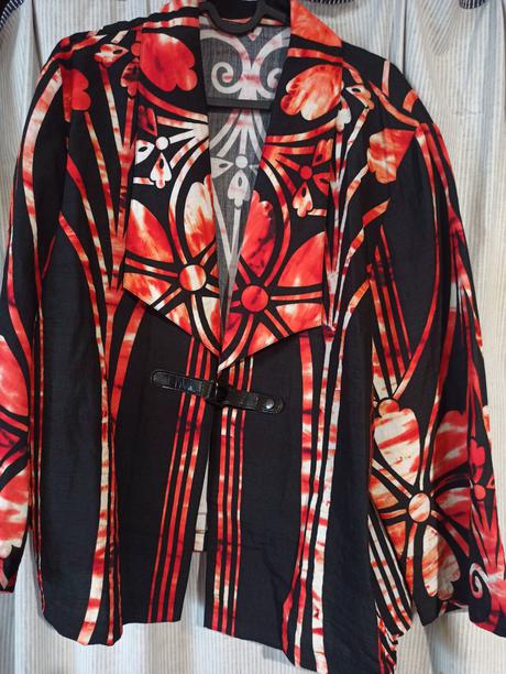 Kabátik, červeno, bielo, čierny, 46/48, 46