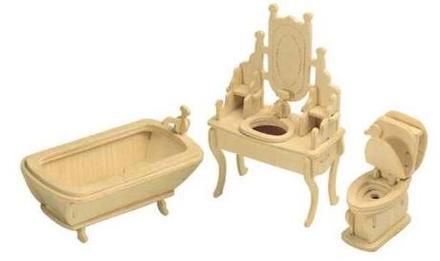 Woodcraft drevené 3d puzzle kúpeľňa, 