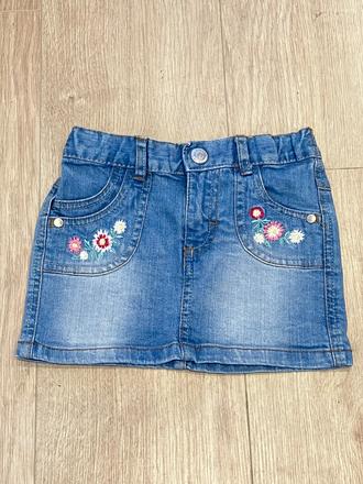 Dievčenská džínsová sukňa s kvetmi kiki&koko (110), kiki&koko,110