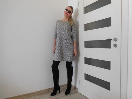 Šaty úpletové jemné kocky, s/m, s