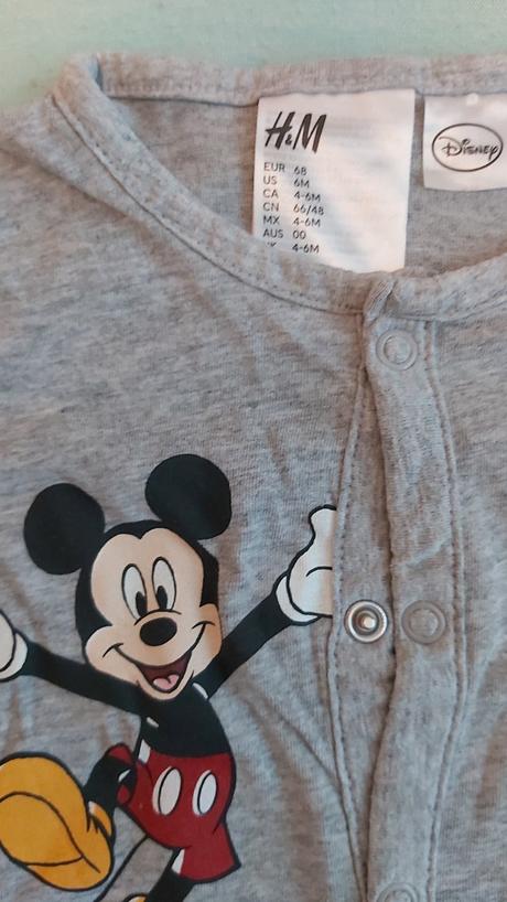 Set overalov/pyžamiek bez nožičiek mickey h&m 68, h&m,68
