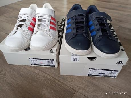 Tenisky biele + modré (už s poštovným), adidas,37
