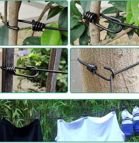 Multifunkčná výsuvná šnúra na bielizeň s 12 klipmi,