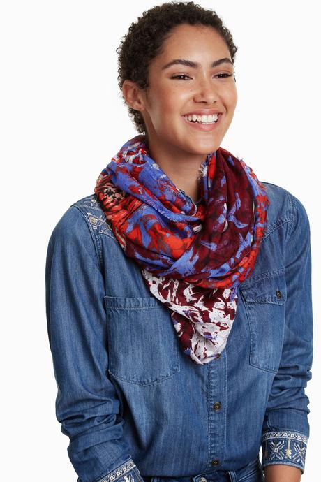 Desigual abstract roses scarf - originál, desigual,xxl