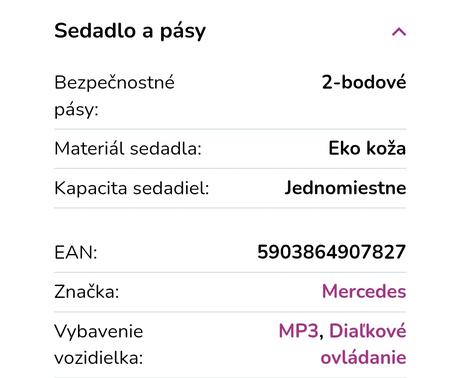 Elektrické autíčko mercedes benz amg sl65 lakovaná, 