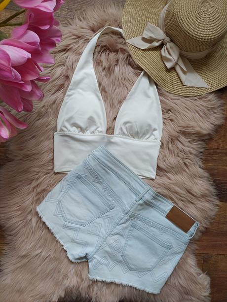 Krátke bledomodré dámske šortky, h&m,36