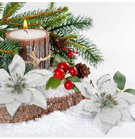 Dekoračný kvet strieborny a zlatý, 