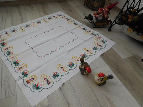 Retro vianočný bavlnený obrus-101 x 108 cm, obrusy, 