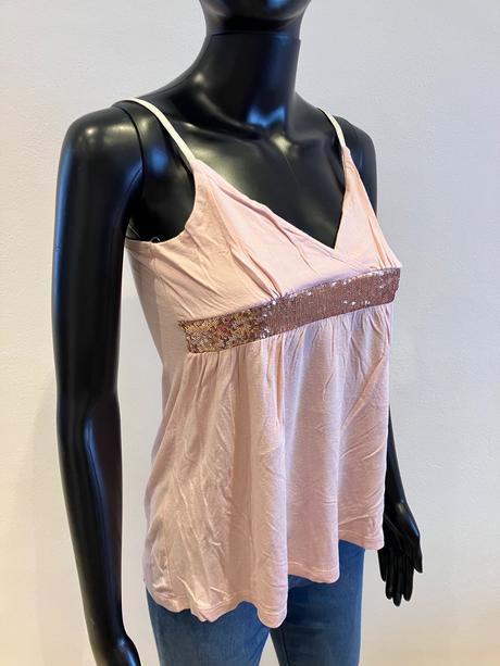 Dámsky ružový top s flitrami amisu (s), amisu,s