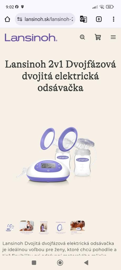 Dvojfázová elektrická odsávačka lansinoh,
