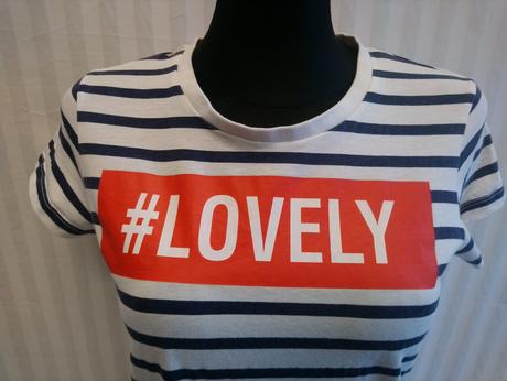 Dámsky pásikavý modro biely top, nápis, today, s, s