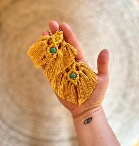 Náušnice pletené macramé, 