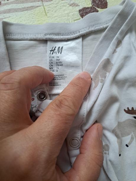 Dupačky, pižamka h&m, rozm. 74cm. 3ks, h&m,74