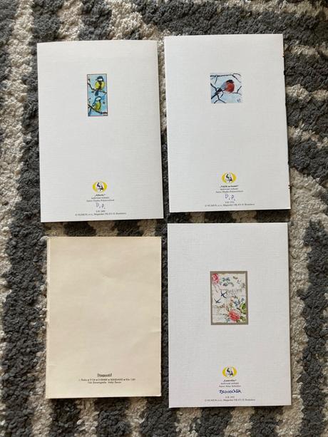 Pohľadnice kvety a vtáky,