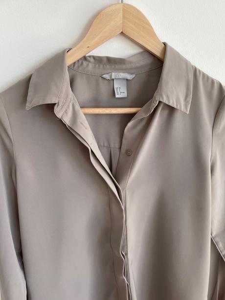 H&m sivohnedá/hnedosivá/taupe šifónová blúzka xxs, h&m,32