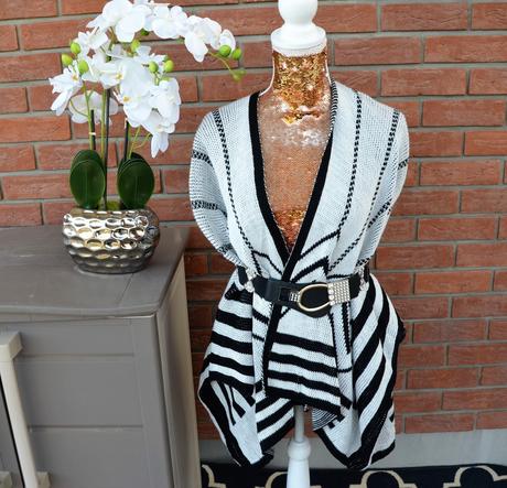 Čiernobiely kardigán-uni veľkosť, 