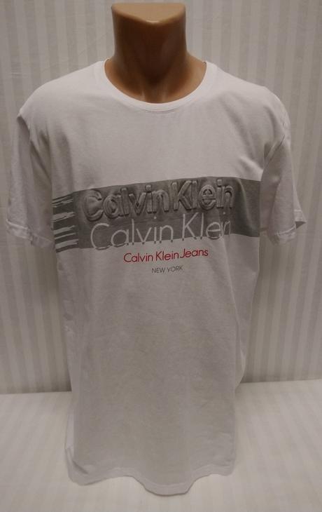 Pánske biele tričko s nápisom, calvin klein, xxl, calvin klein,xxl