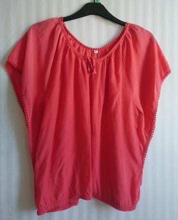 Dámsky sýto ružový top zakončený dole do gumičky, l