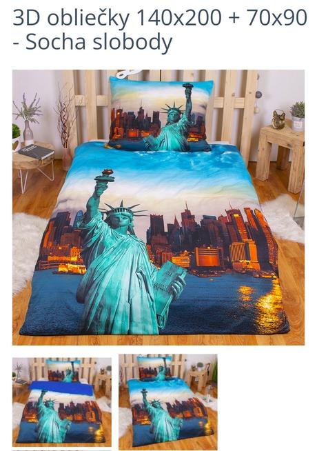 Postelne pradlo 3d socha slobody, šírka (cm): 140,dĺžka (cm): 200
