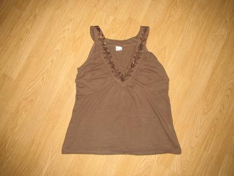 Hnedé tielko, topík s flitríkmi,v. 38, 38