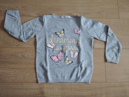 Krásny svetrík s motýľmi h&m, veľ. 110/116, h&m,110