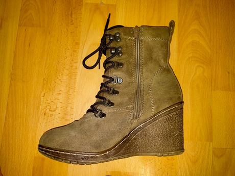 Šedohnedé nad kotníkové čižmy s platformou, 38