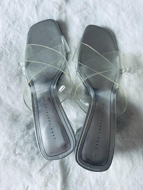 Kožené strieborné šľapky s vinylom zn. zara, zara,40