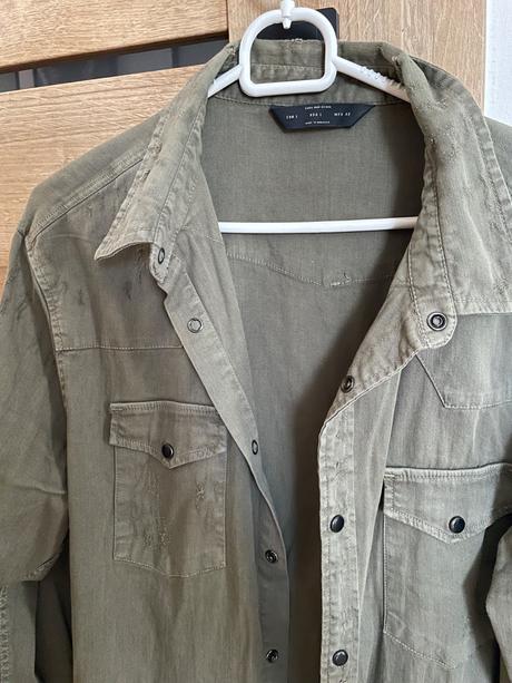 Khaki roztrhaná košeľa pánska, zara,m
