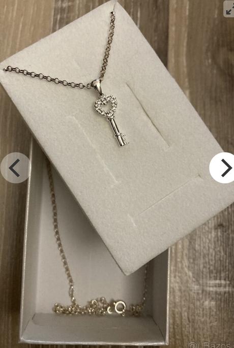 Strieborná retiazka na krk+prívesok kľúčik,