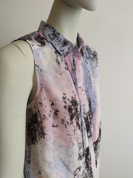 Bledoružová bledomodrá blúzka asymetrickej dĺžky, h&m,36