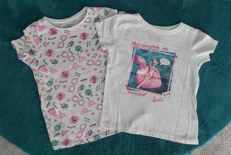 2 tričká - barbie + leto, sinsay,116