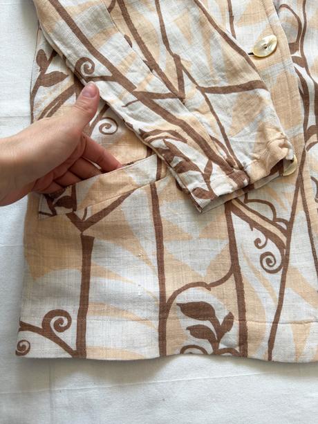 Vintage ľanová bunda caroline rohmer secesný štý, l