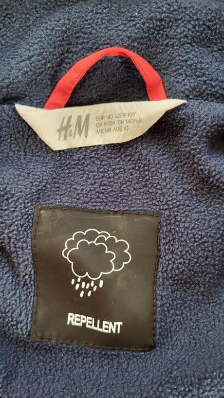 Červená prechodná bunda, vodoodpudivá, h&m,140
